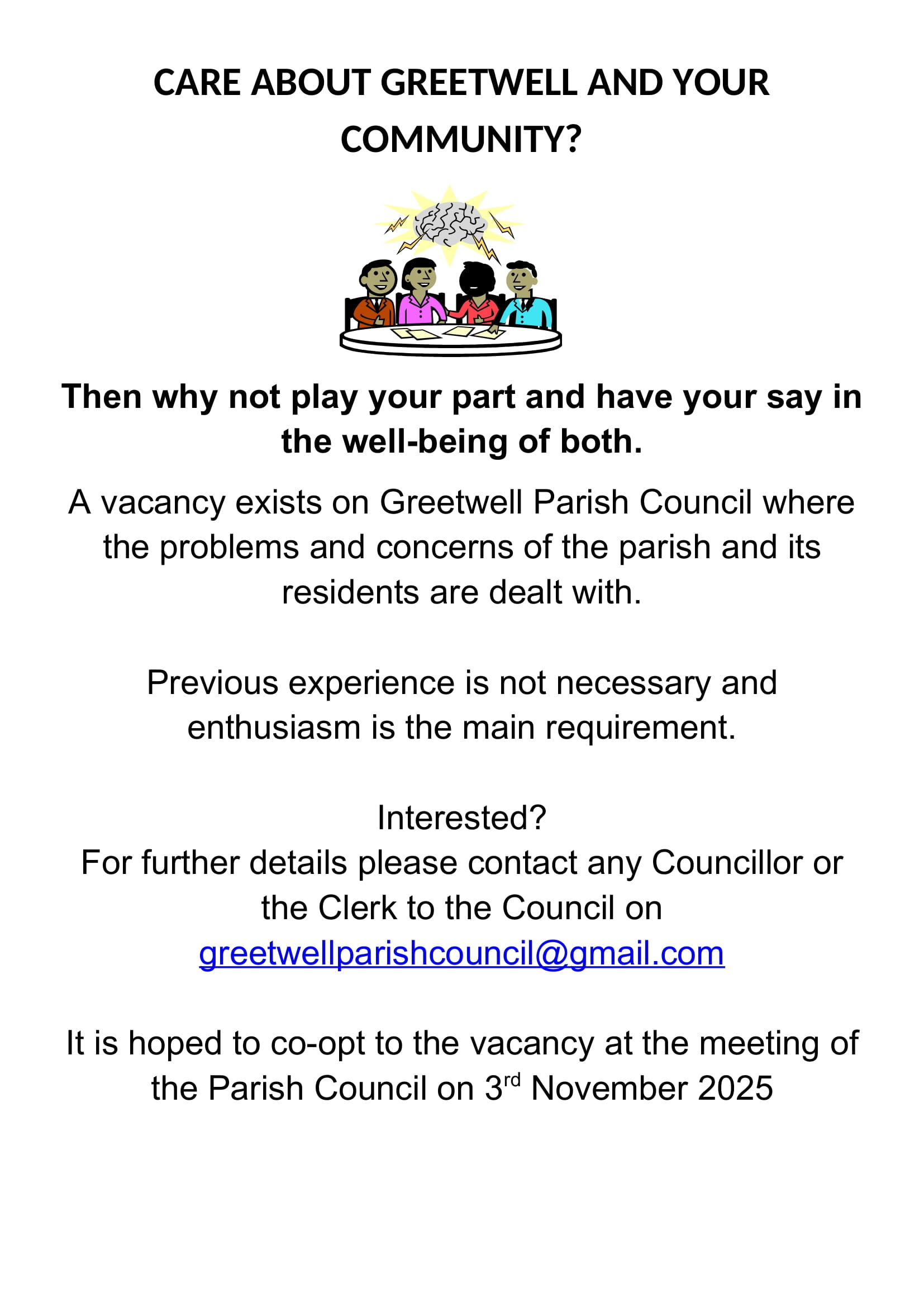 Parish councilor vacancy